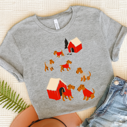 Airedale Terrier Snow Play TShirt Athletic Heather