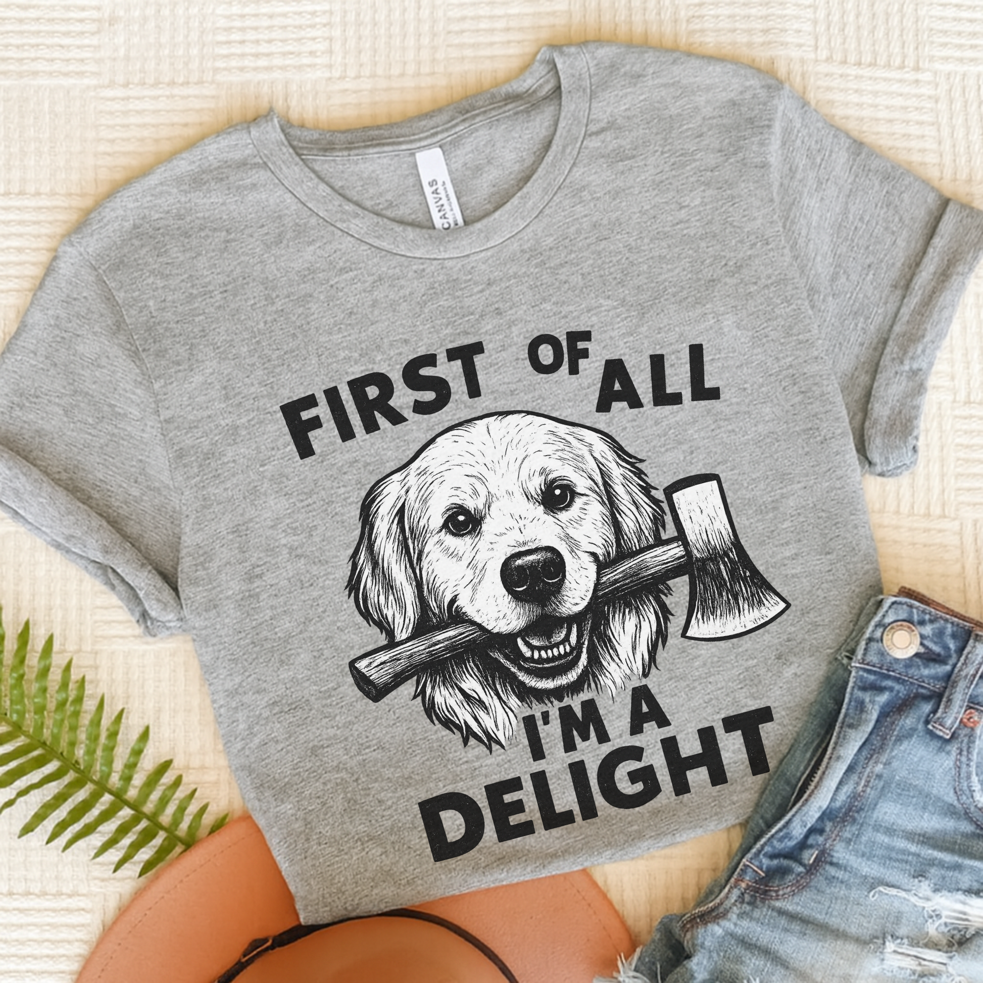Golden Retriever Delight TShirt Athletic Heather