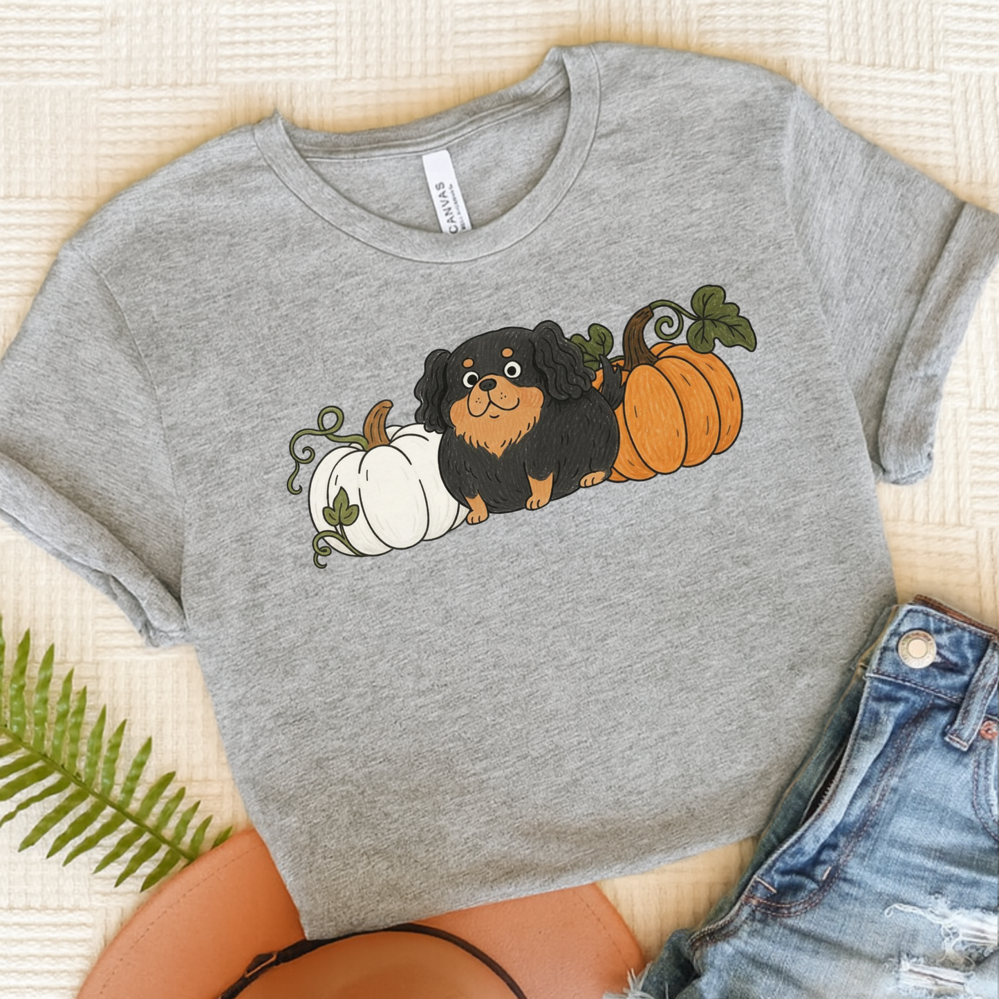 Black Tan Cavalier Pupkin Unisex Tshirt Athletic Heather