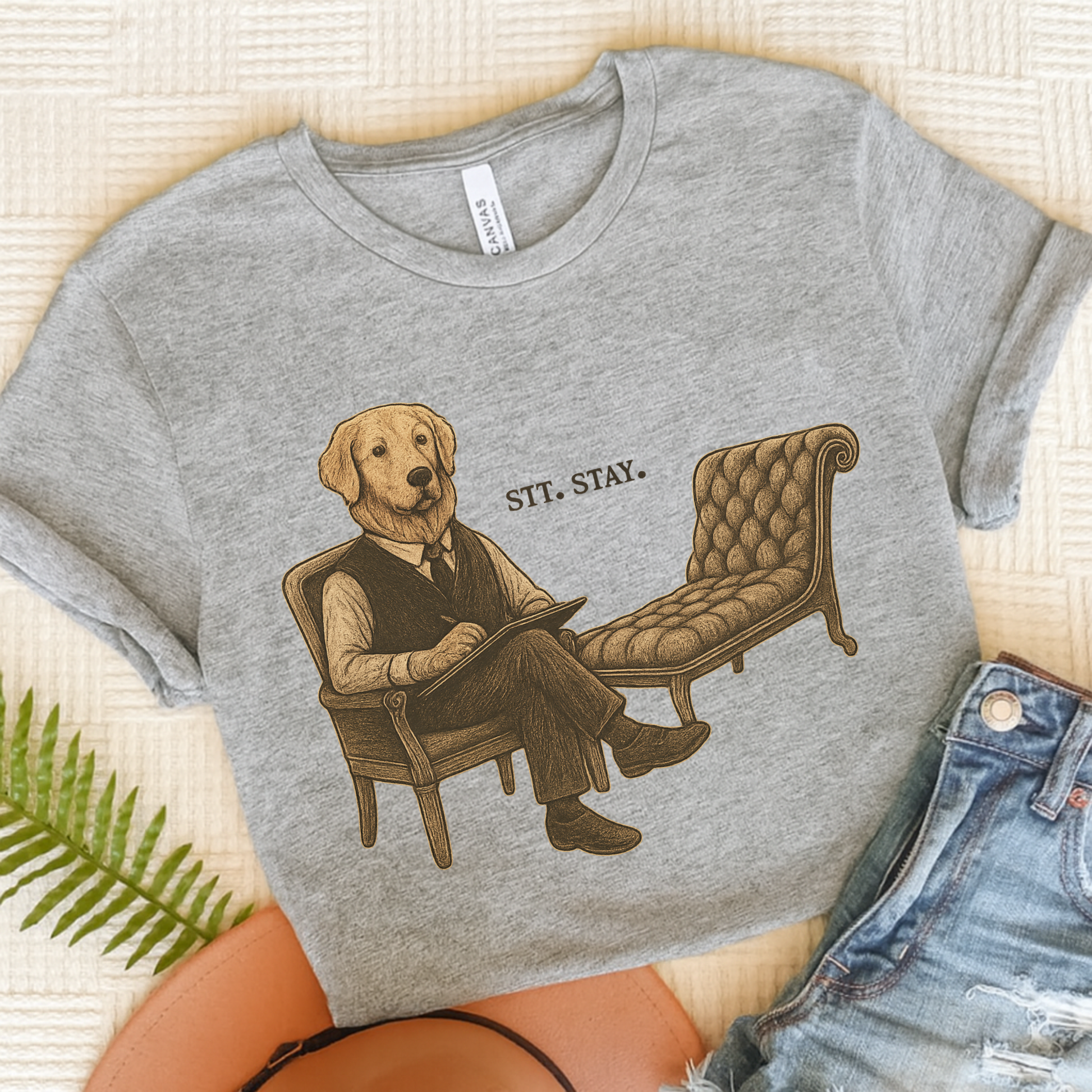 Therapy Golden Retriever Tshirt Athletic Heather