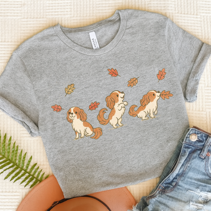 Blenheim Cavalier Chasing Leaves TShirt Athletic Heather