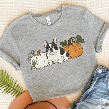 Piebald Frenchie Pupkin Unisex Tshirt Athletic Heather