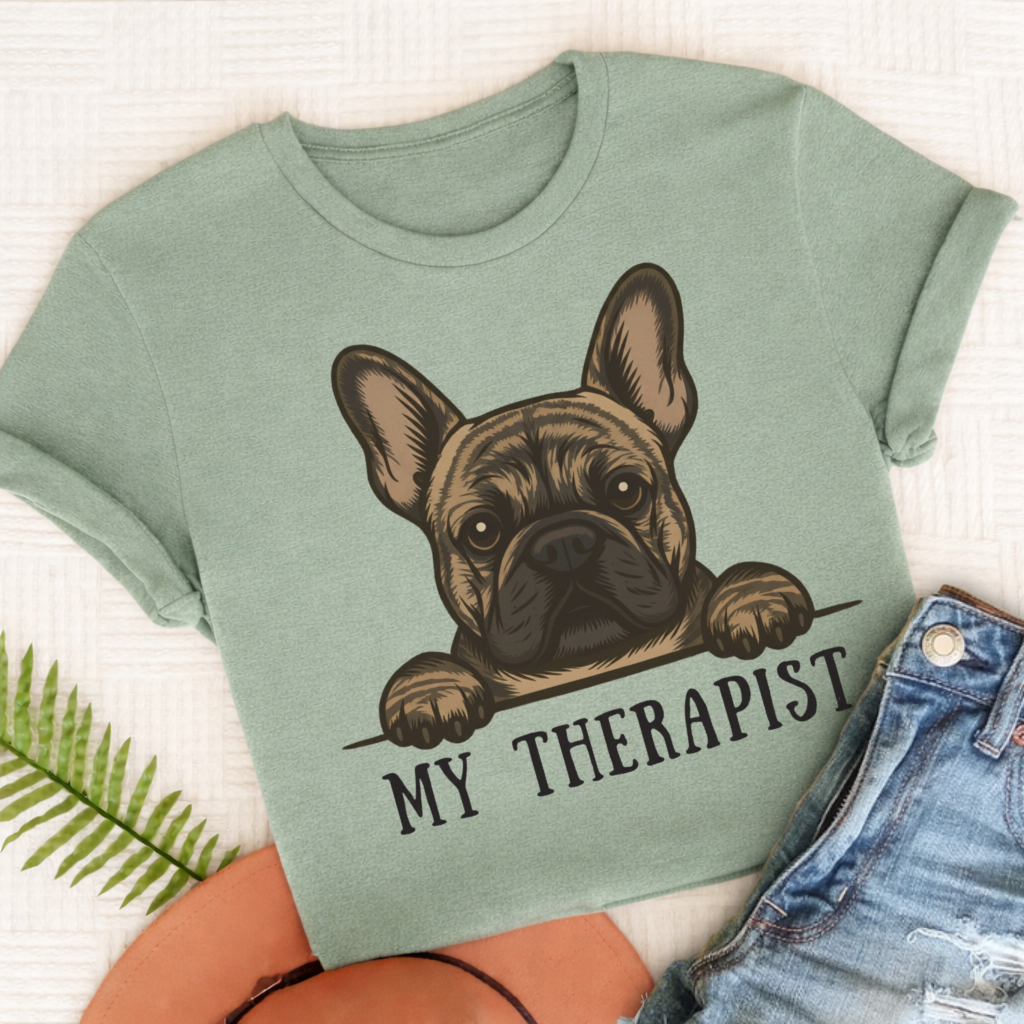 Custom French Bulldog Therapist Unisex Tshirt Bay