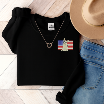 Embroidered Flag Piebald Frenchie Sweatshirt