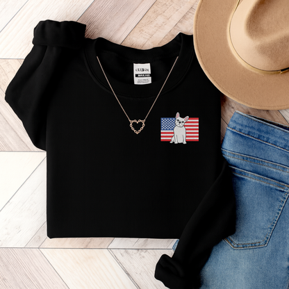 Embroidered Flag White Frenchie Sweatshirt