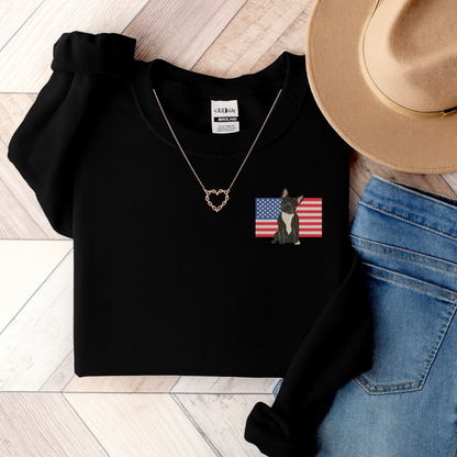Embroidered Flag Black Frenchie Sweatshirt