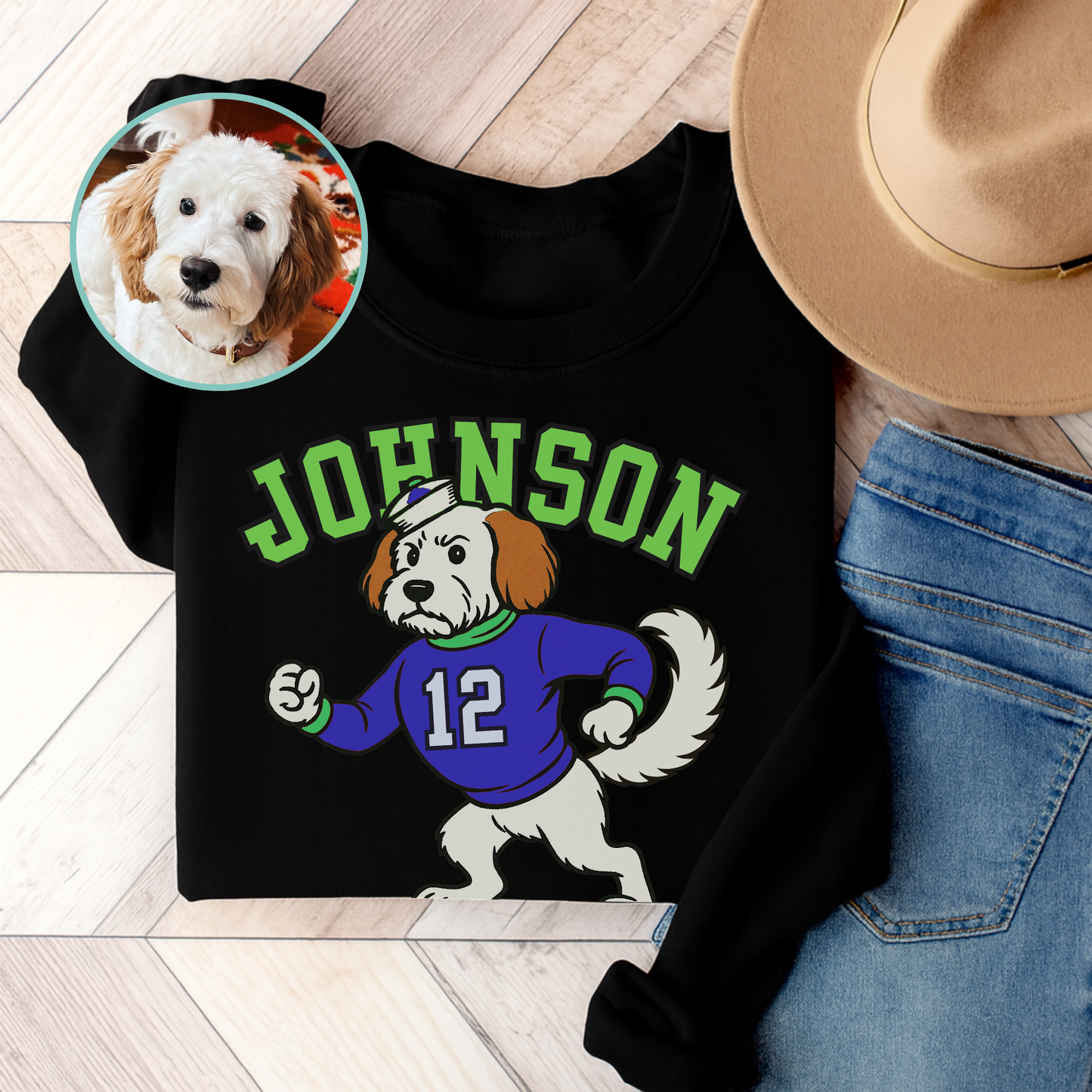 Custom College Mascot Mutt Sweatshirt Black