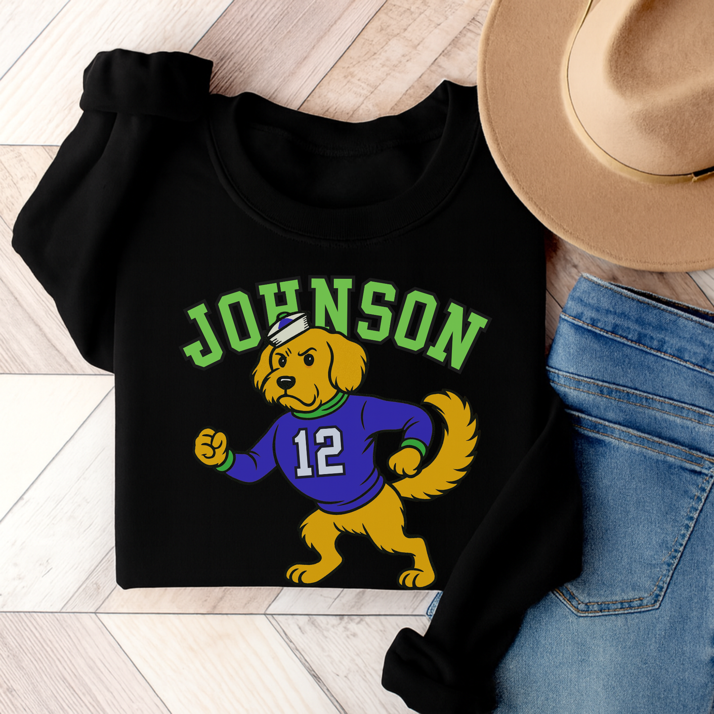 Golden Retriever College Mascot Sweatshirt Black