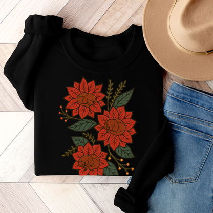 Ruby Cavalier Christmas Flower Sweatshirt Black