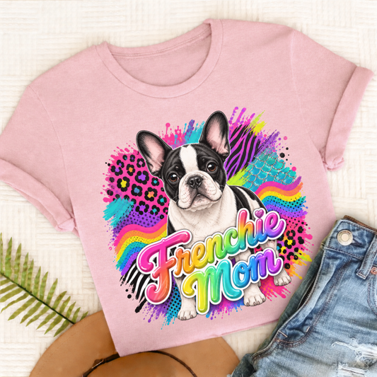 Custom Photo Frenchie 1990s Neon Unisex Tshirt Blossom