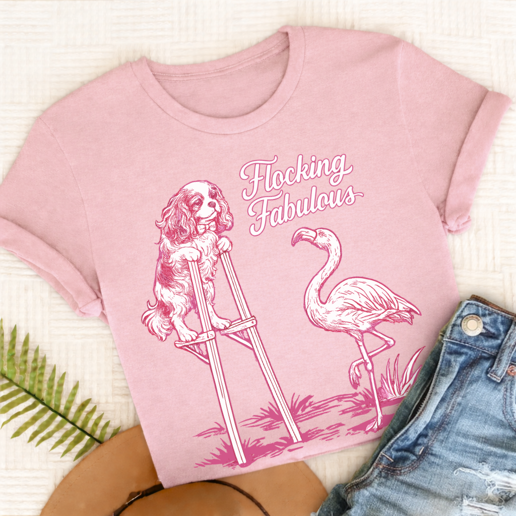 Cavalier King Charles Florida Flamingo Unisex TShirt