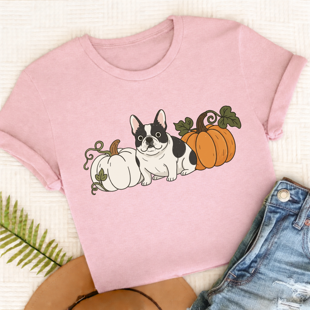 Custom French Bulldog Funny Pumpkin Fall Unisex Tshirt Blossom