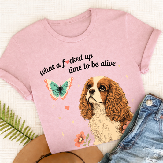 Cavalier King Charles Crazy Time Unisex TShirt Comfort Colors Blossom