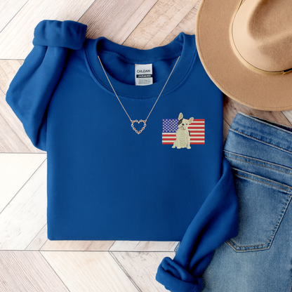 Embroidered Flag Piebald Frenchie Sweatshirt