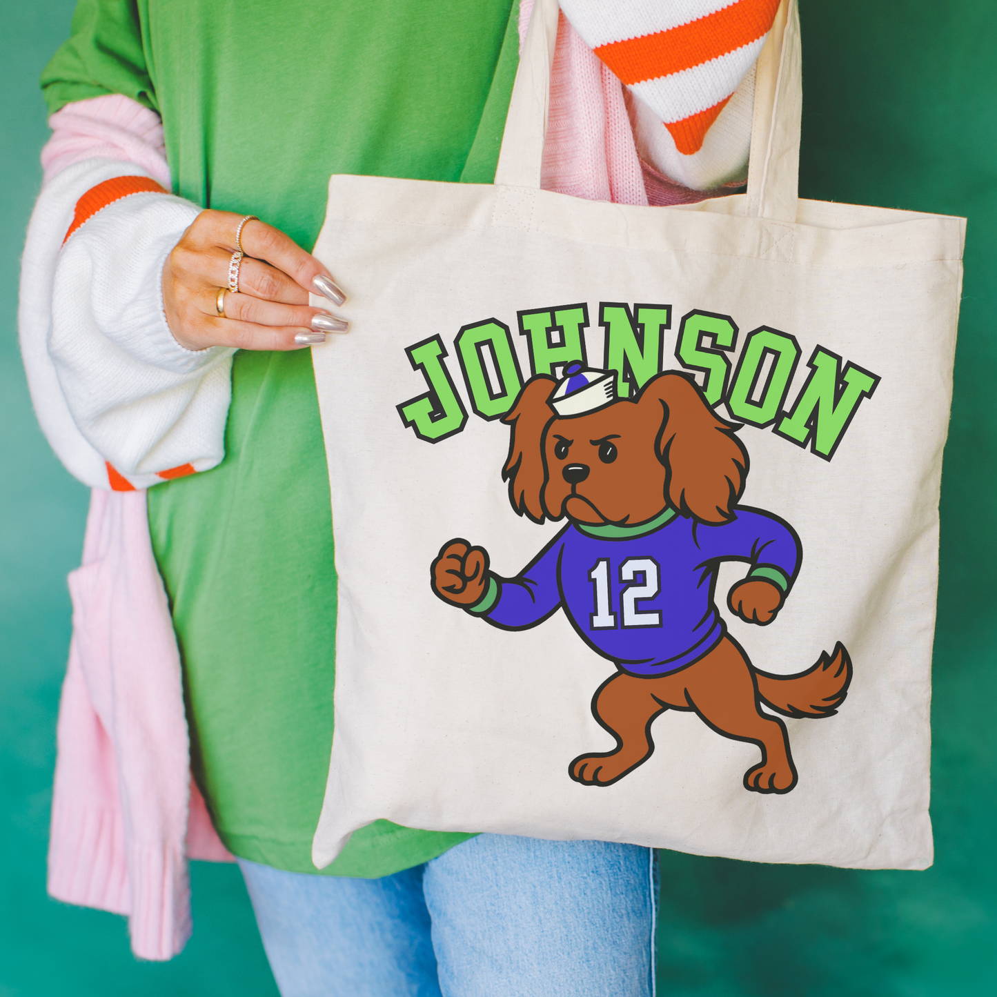 Ruby Cavalier College Mascot Tote Bag Natural 15" x 16"