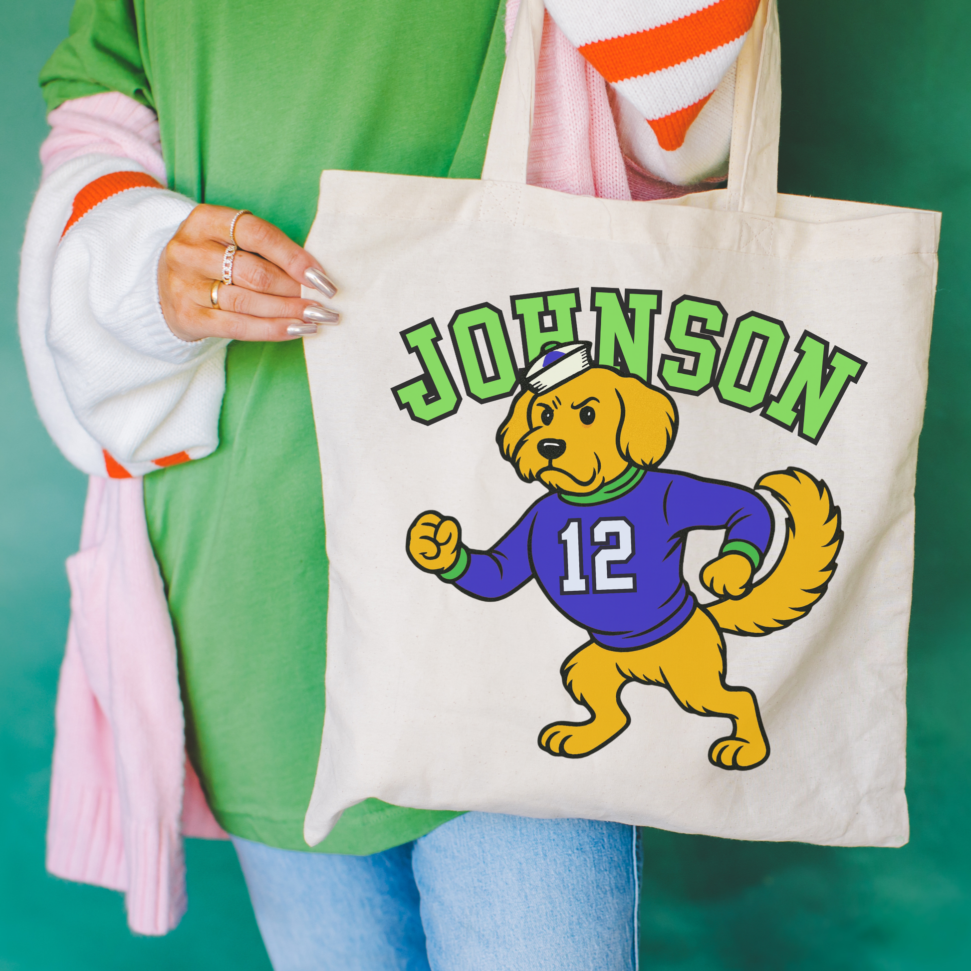 Golden Retriever College Mascot Tote Bag Natural 15" x 16"