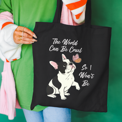 Cruel World Piebald Frenchie Tote Bag