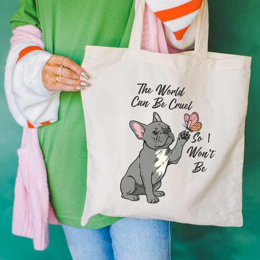 Cruel World Black Frenchie Tote Bag
