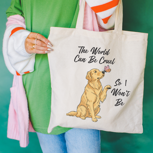 Cruel World Golden Retriever Tote Bag