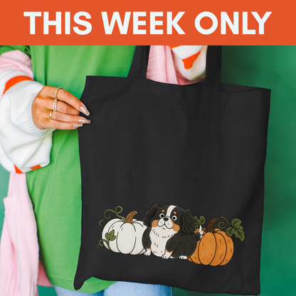 Tricolor Cavalier Pupkin Tote Bag Black 15" x 16"