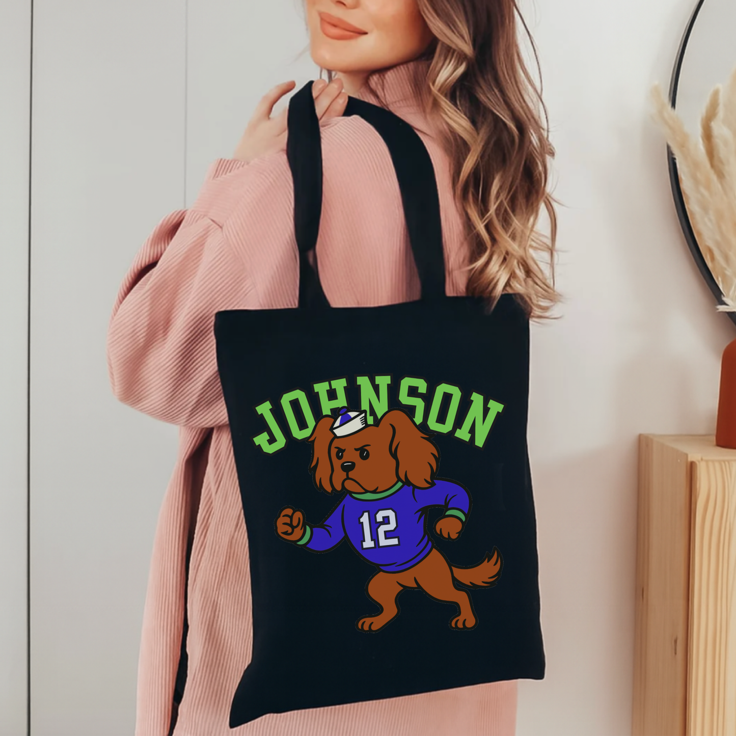 Ruby Cavalier College Mascot Tote Bag Black 15" x 16"