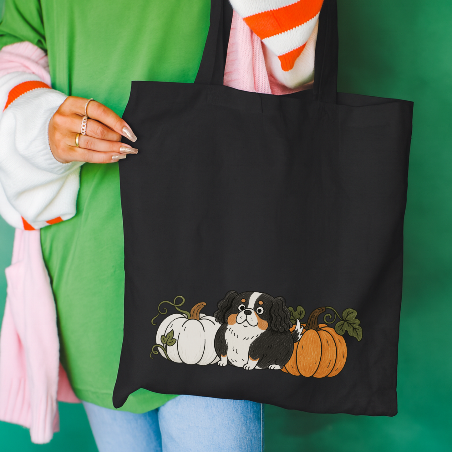 Tricolor Cavalier Pupkin Tote Bag