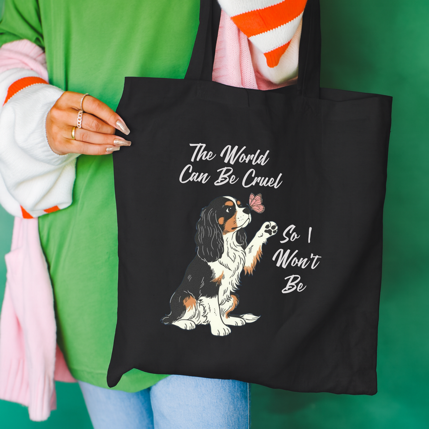 Cruel World Tricolor Cavalier Tote Bag Black 15" x 16"