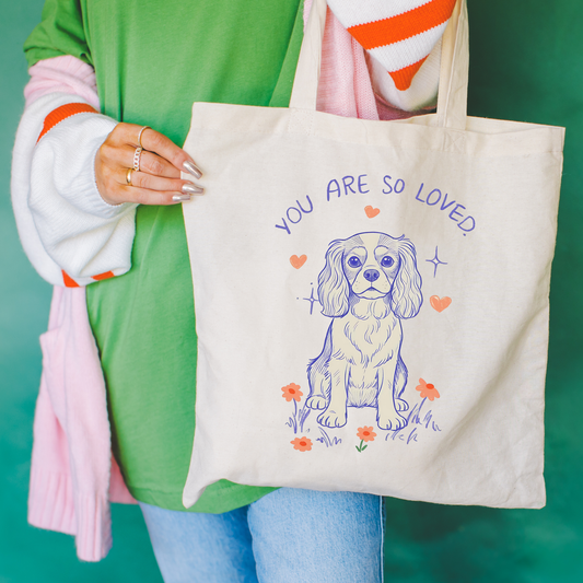Cavalier King Charles Always Loved Tote Bag Natural 15" x 16"