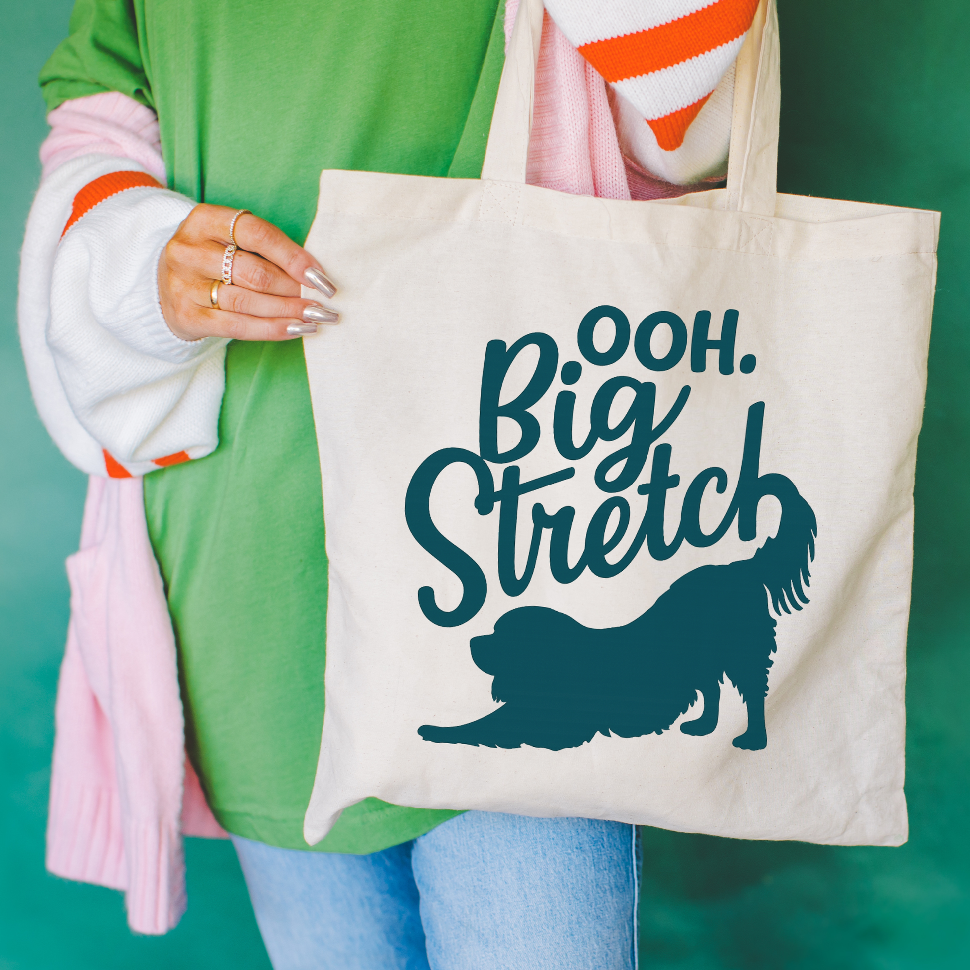 Cavalier King Charles Big Sretch Tote Bag Natural 15" x 16"