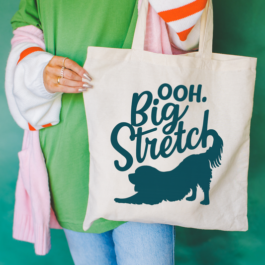Cavalier King Charles Big Sretch Tote Bag Natural 15" x 16"