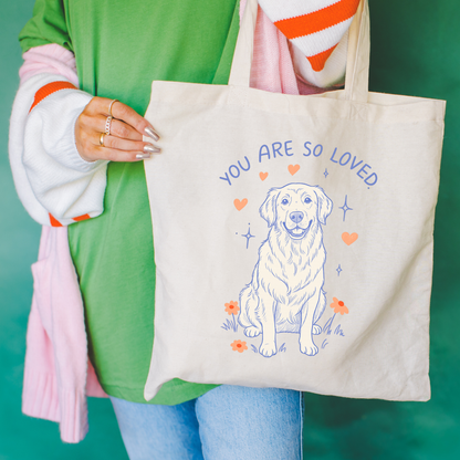Golden Retriever Always Loved Tote Bag Natural 15" x 16"