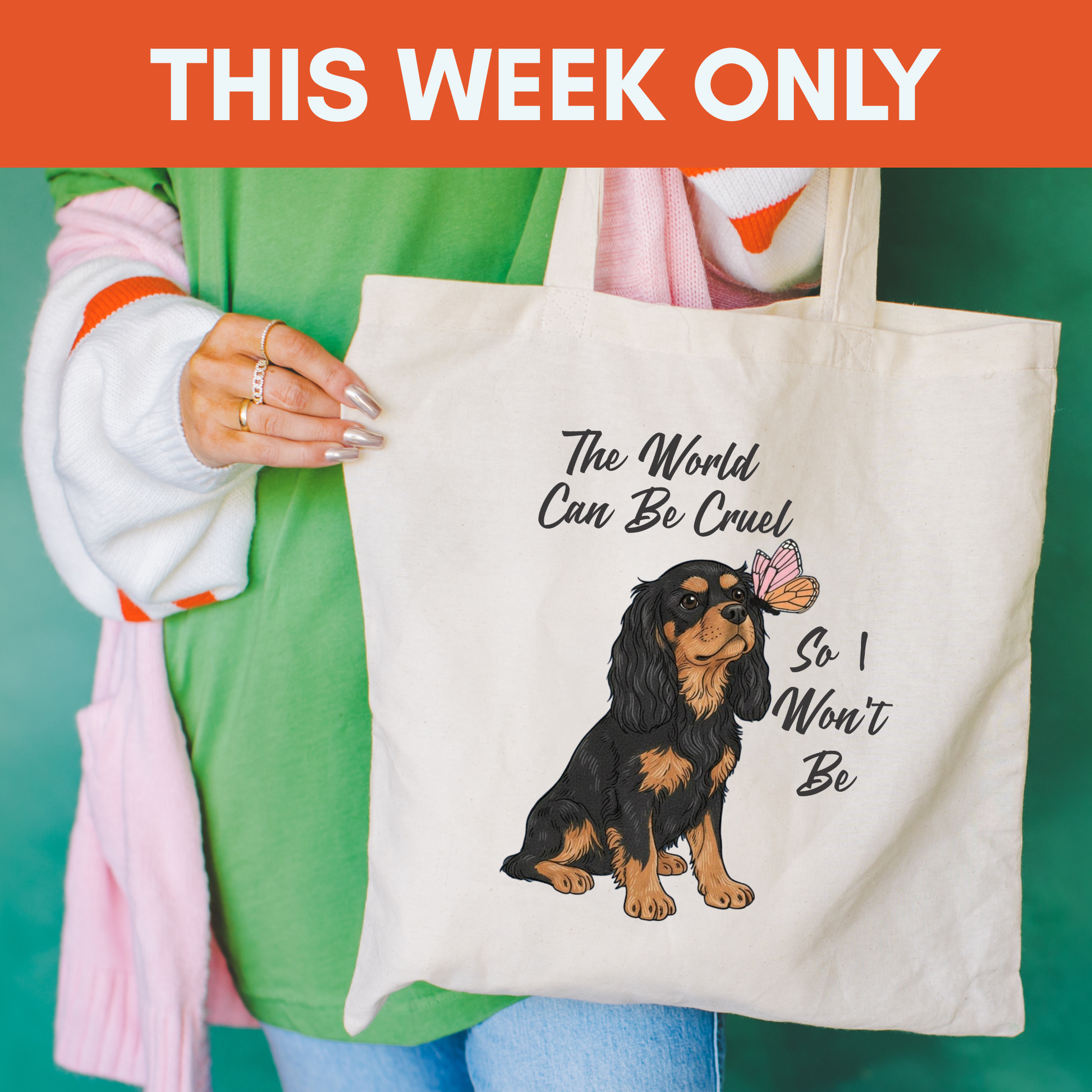 Cruel World Black Tan Cavalier Tote Bag Natural 15" x 16"