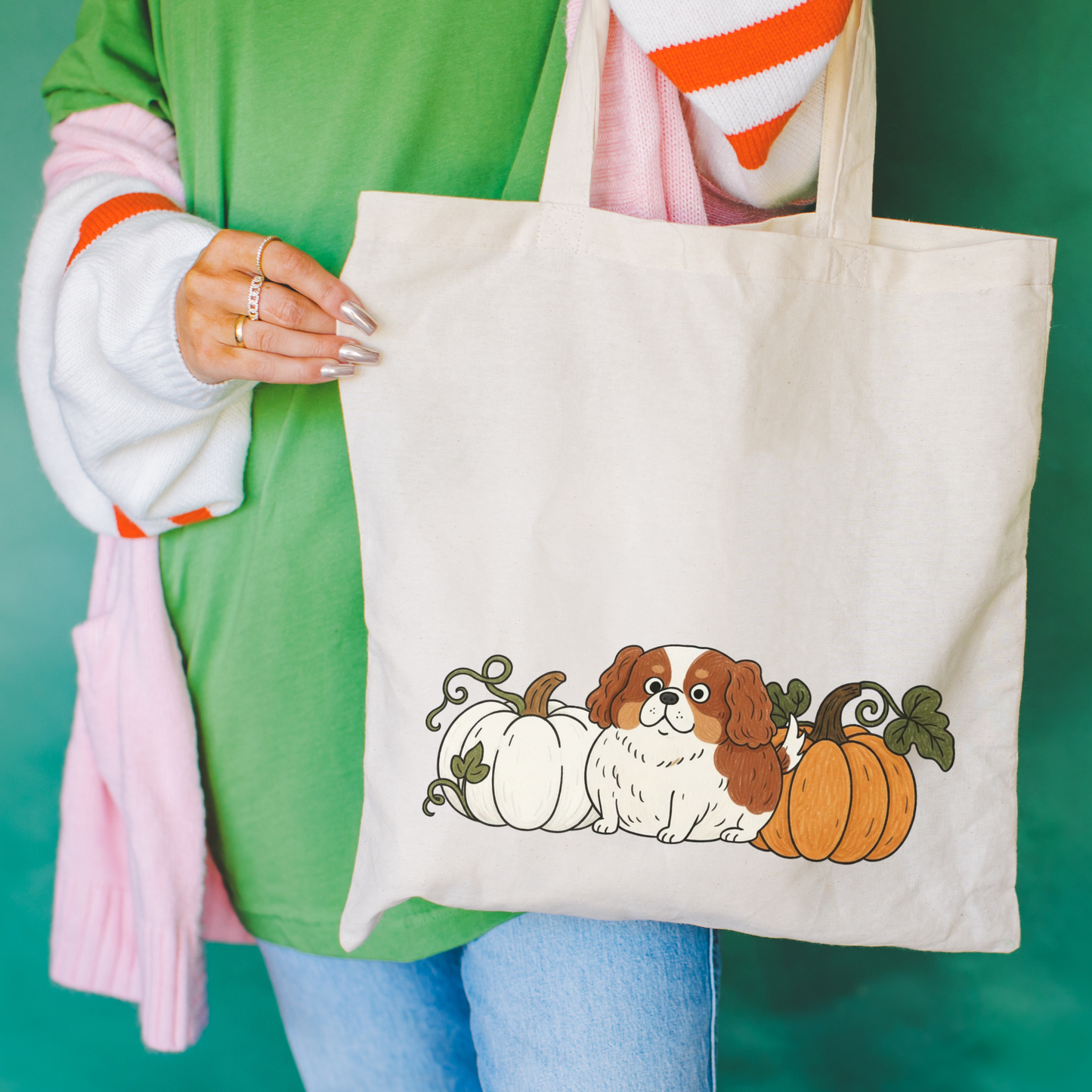 Blenheim Cavalier Pupkin Tote Bag Natural 15" x 16"