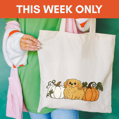 Golden Retriever Pupkin Tote Bag Natural 15" x 16"