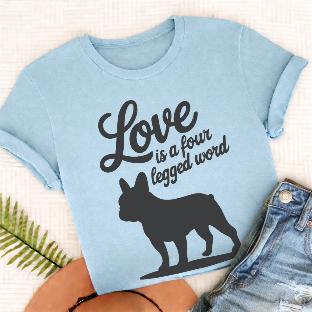 French Bulldog Four Legged Word Unisex TShirt Chambray