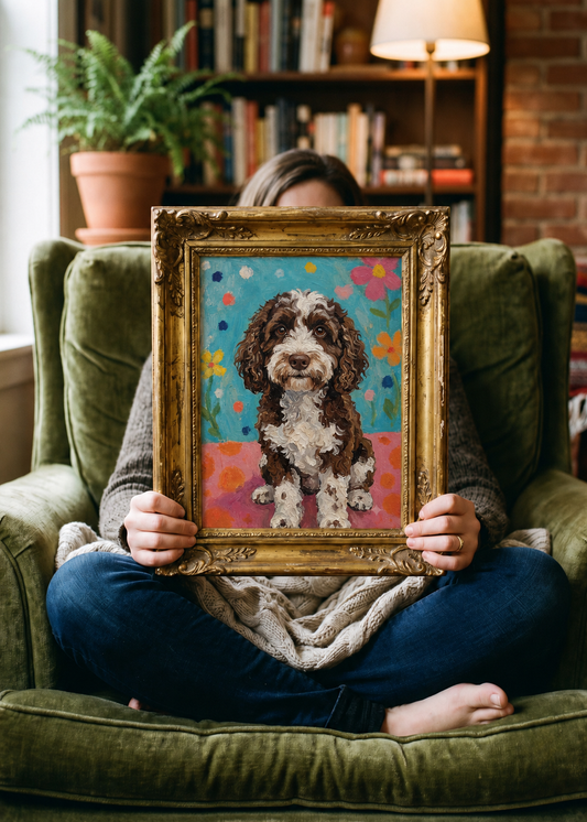 Digital Download Custom Dog Portrait Folk Art