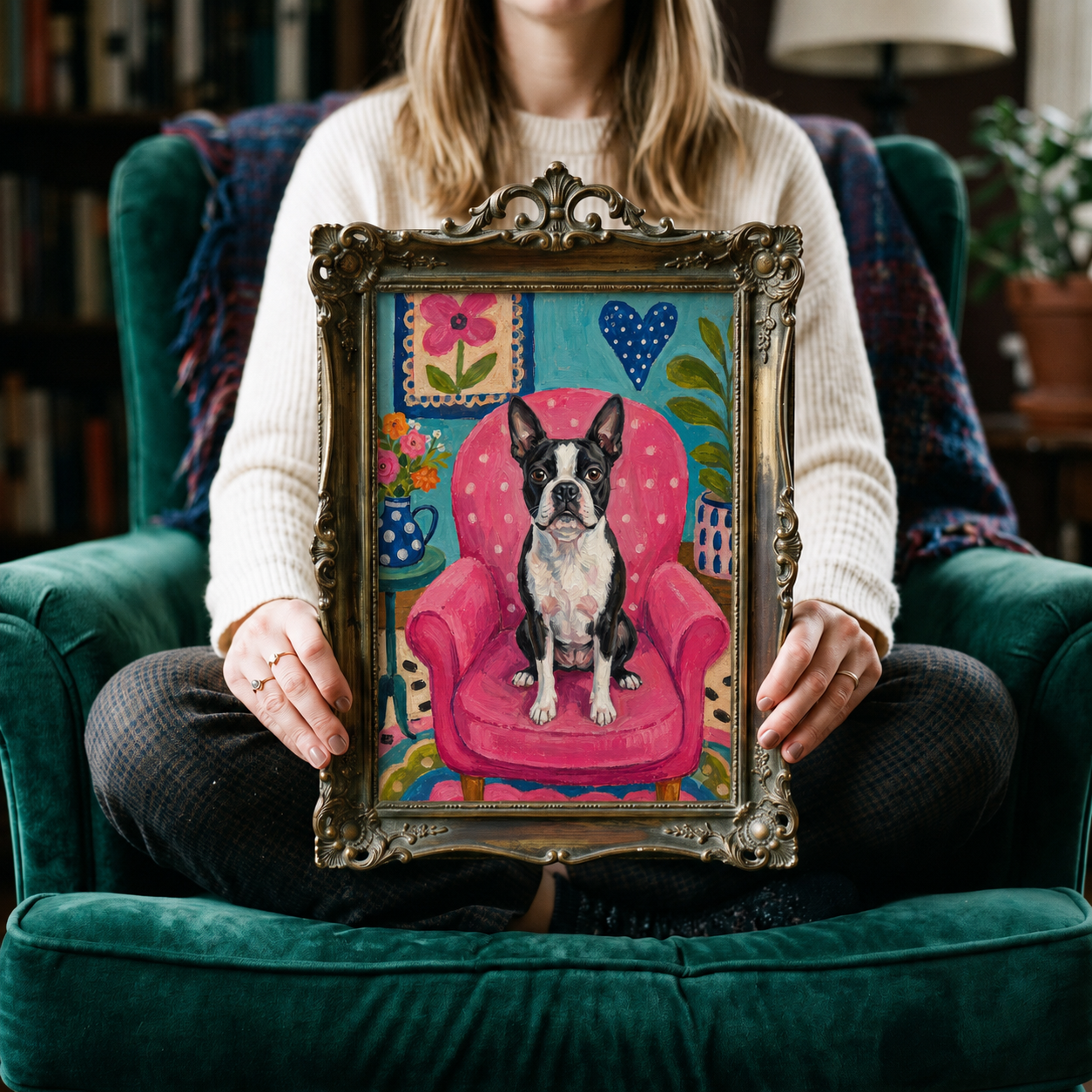 Digital Download Custom Dog Portrait Pink Chair
