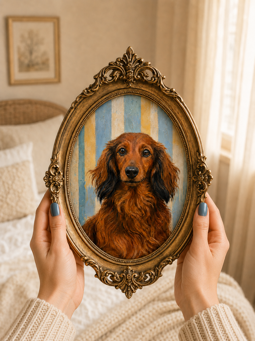 Digital Download Custom Dog Portrait Pastel Stripes