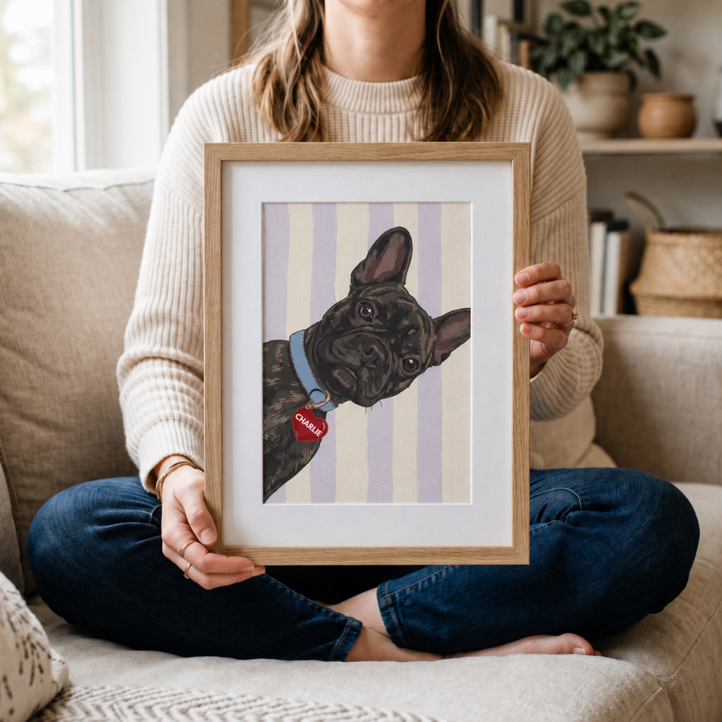 Digital Download Custom Dog Portrait Curious Stripes