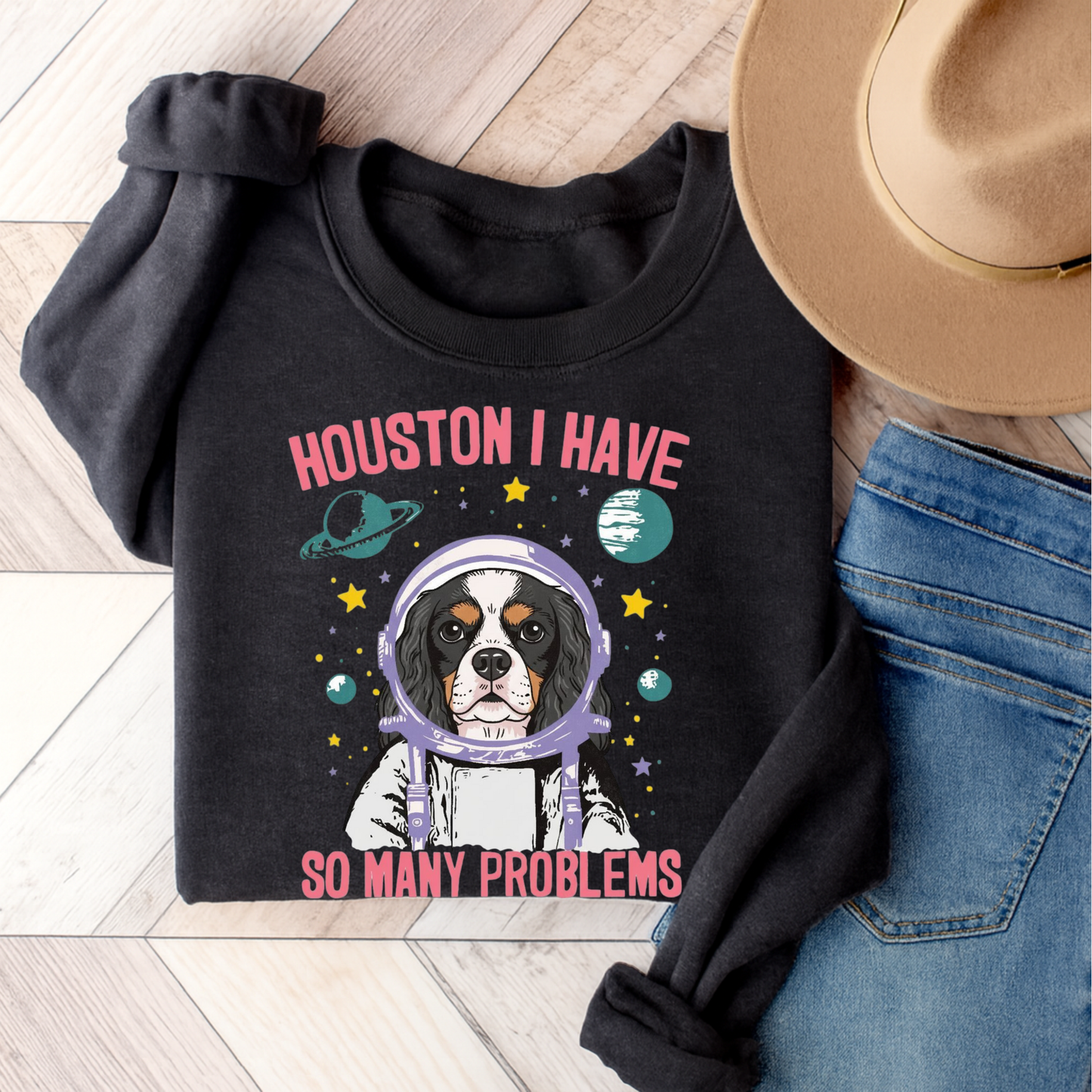 Tricolor Cavalier Houston Space Sweatshirt Dark Heather