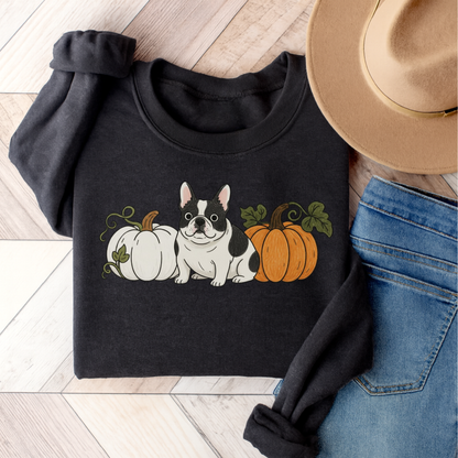 Piebald Frenchie Pupkin Unisex Sweatshirt Dark Heather