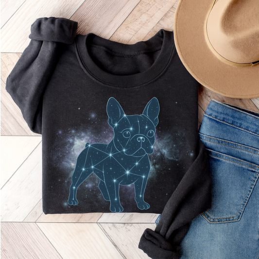 French Bulldog Constellation Sweatshirt Dark Heather