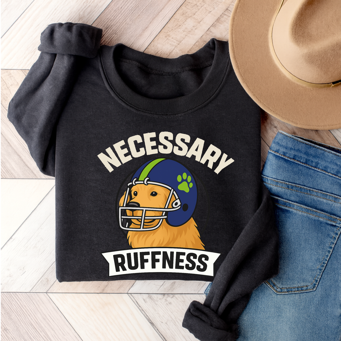 Football Golden Retriever Sweatshirt Dark Heather