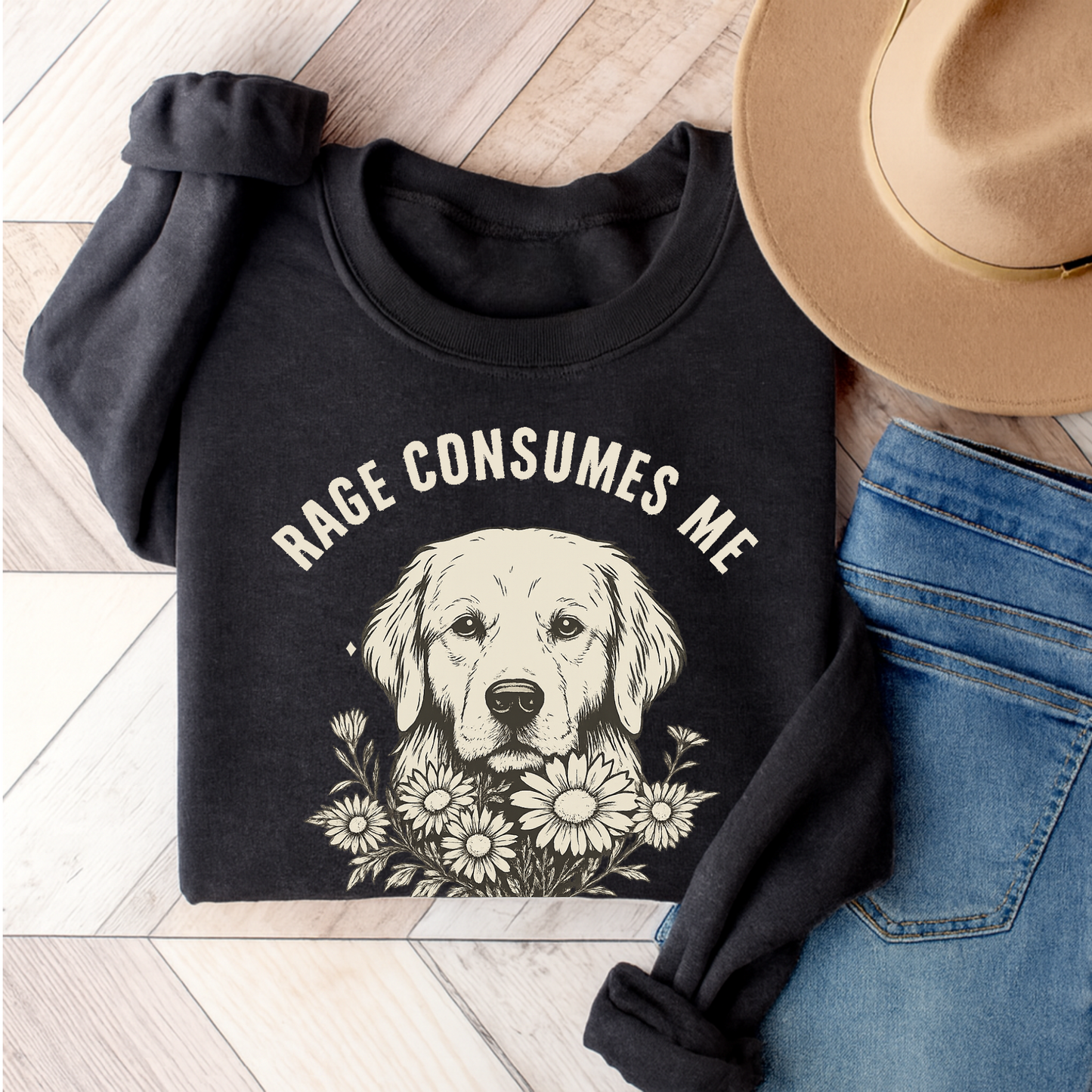 Rage Golden Retriever Sweatshirt Dark Heather