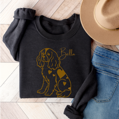 Cavalier King Charles Heart Dog Sweatshirt Black