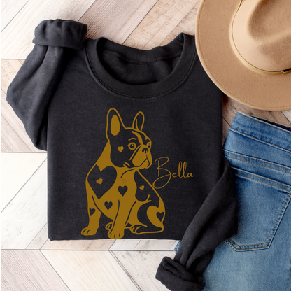 French Bulldog Heart Dog Sweatshirt Black
