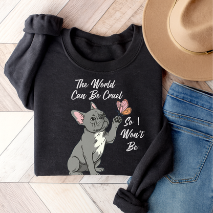 Cruel World Black Frenchie Sweatshirt Dark Heather