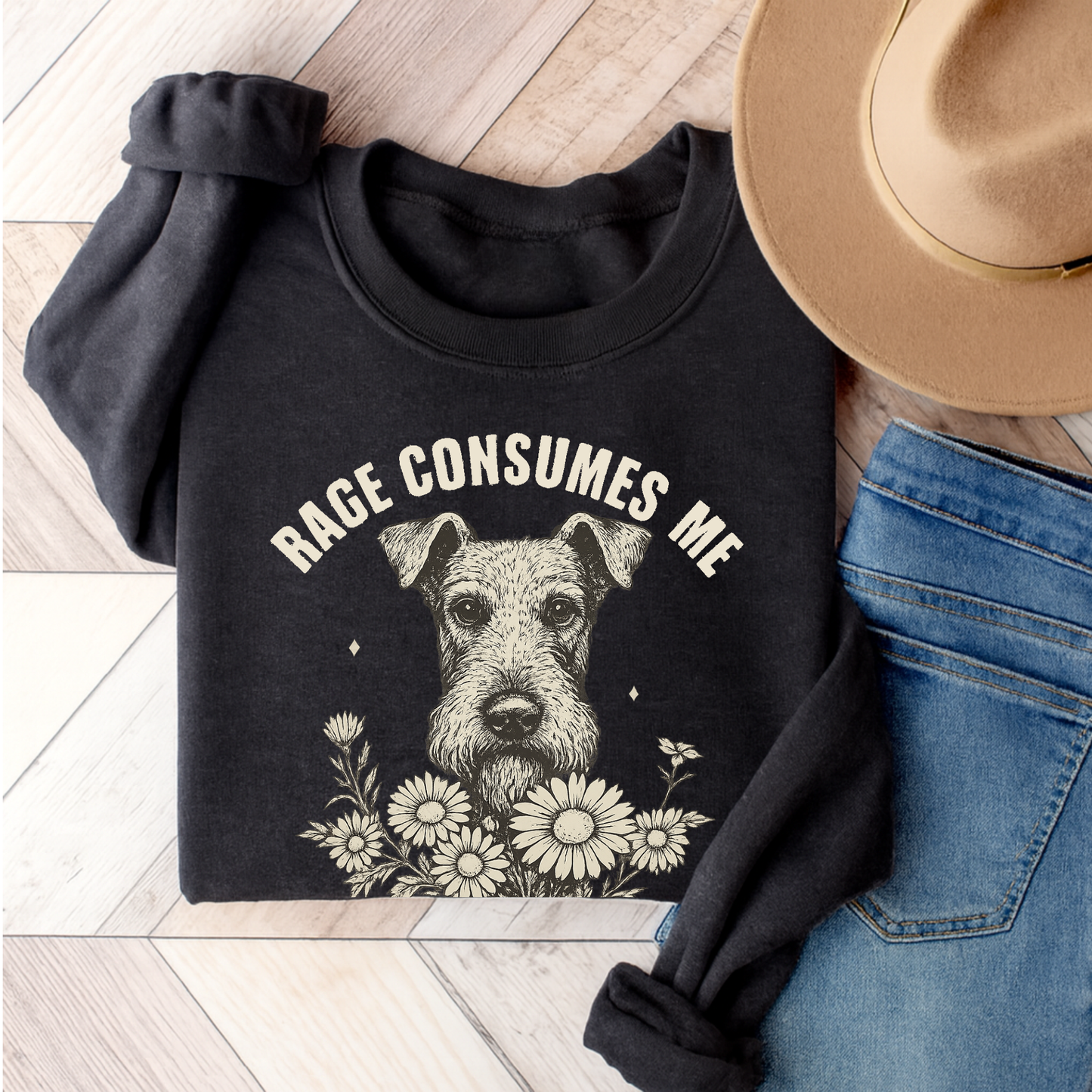 Airedale Terrier Rage Sweatshirt Dark Heather