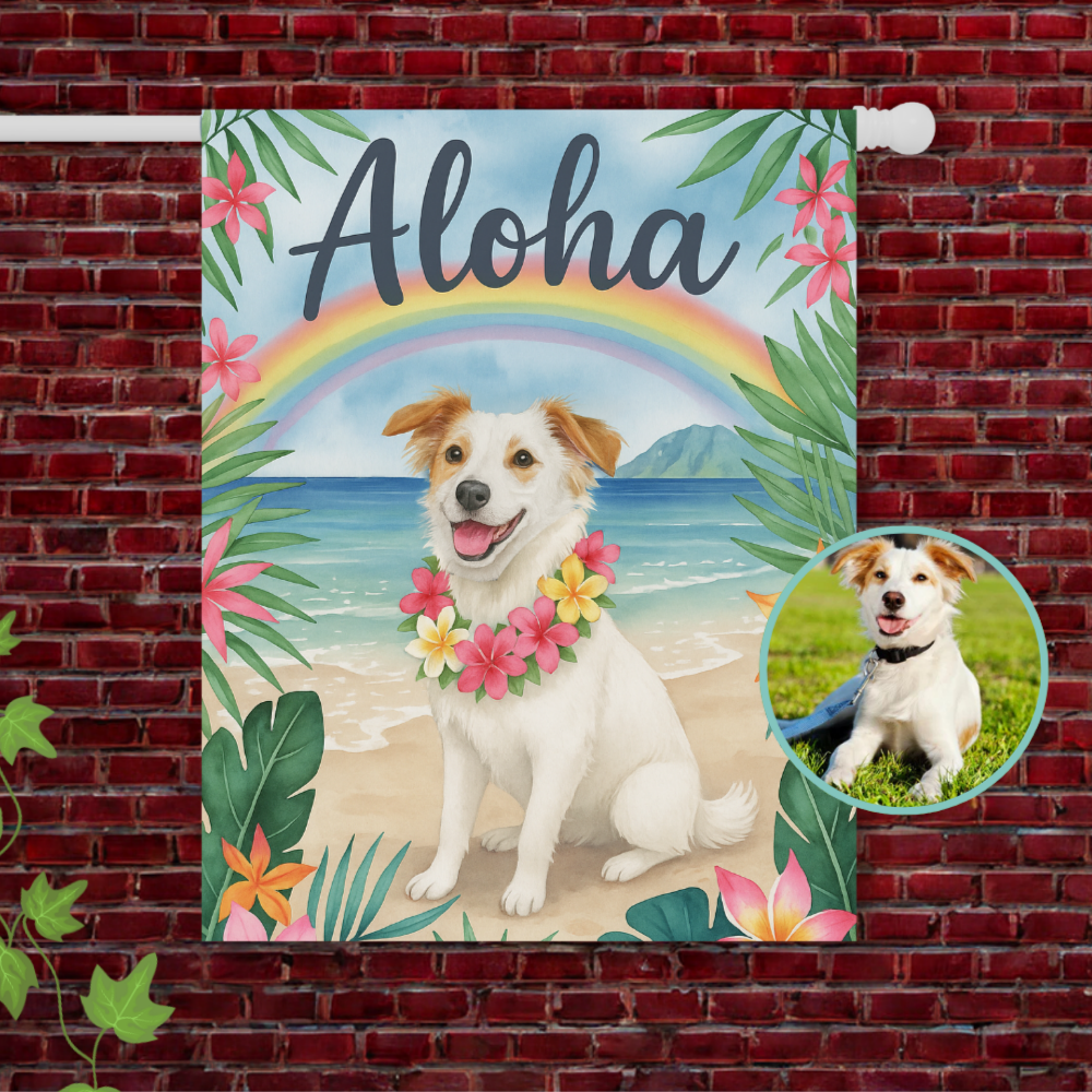 Custom Mutt Hawaii Garden Flag 24.5'' × 32''