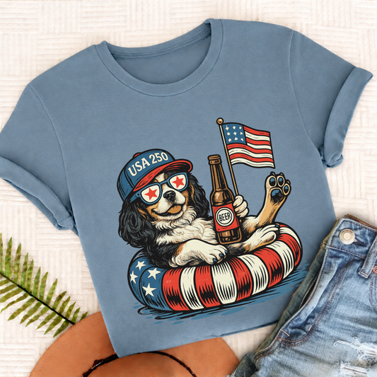 Custom Cavalier 4th of July Floatie Unisex TShirt Blue Jean
